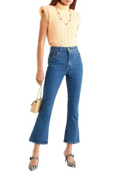 Shop Attico Rosa High-rise Kick-flare Jeans In Mid Denim