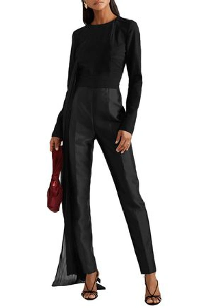 Shop Gabriela Hearst Ephesus Plissé-silk And Satin-crepe Jumpsuit In Black