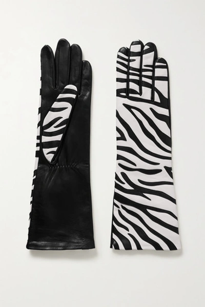 Shop Agnelle Yara Appliquéd Leather Gloves In Black