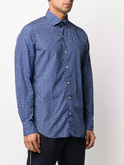 Shop Finamore 1925 Napoli Tokyo Floral-print Shirt In Blue