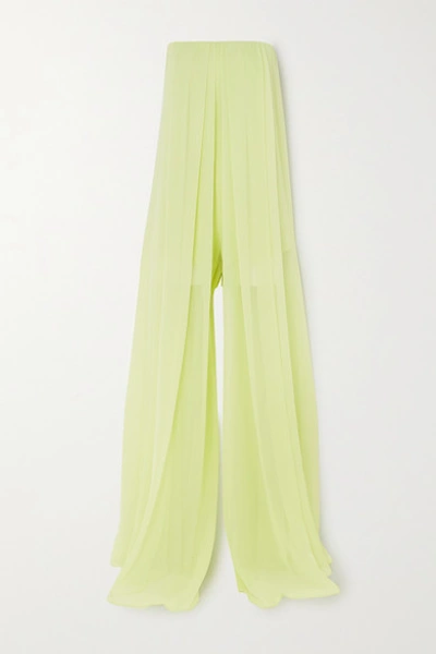 Shop Cushnie Strapless Silk-chiffon Jumpsuit In Light Green
