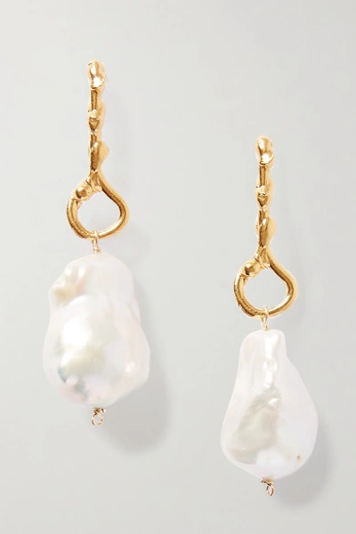 Shop Alighieri The Olive Gold-plated Pearl Earrings