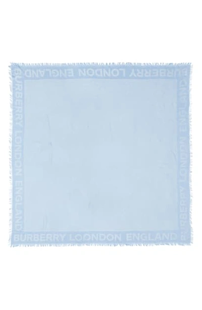 Shop Burberry Monogram Jacquard Silk & Wool Scarf In Pale Blue