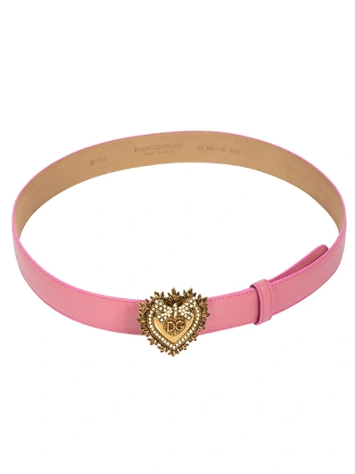 Shop Dolce & Gabbana Heart Logo Plaque Belt In Pink