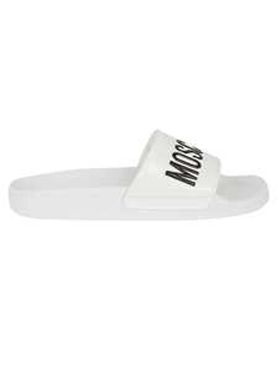 Shop Moschino Flip Flops In Bianco