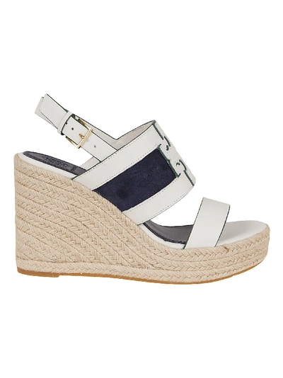 Shop Tory Burch Ines 105mm Wedge Espadrille In Perfect Ivory Royal Navy