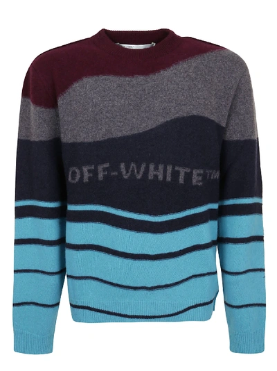 Shop Off-white Intarsia Felted Sweater Bordeaux Medium