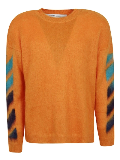 Shop Off-white Brushed Mohair Crewneck In Orange Multicolo