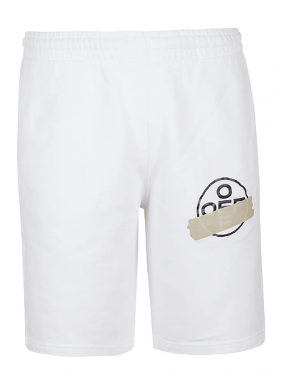 Shop Off-white Tape Arrows Sweatshorts In White Beige