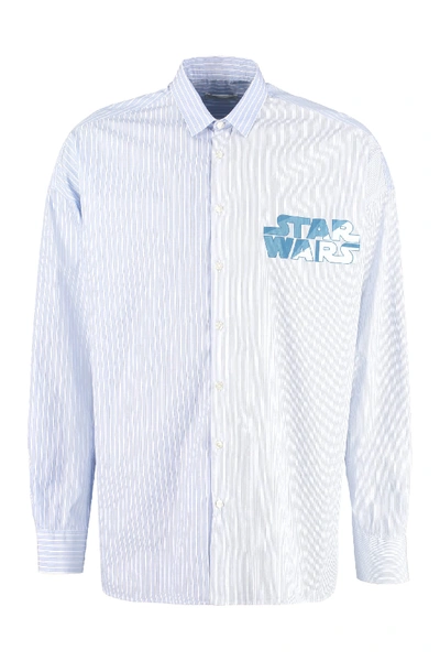 Shop Etro X Star Wars Striped Cotton Shirt In Blue