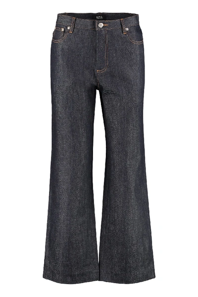 Shop Apc Sailor Cropped Jeans In Denim