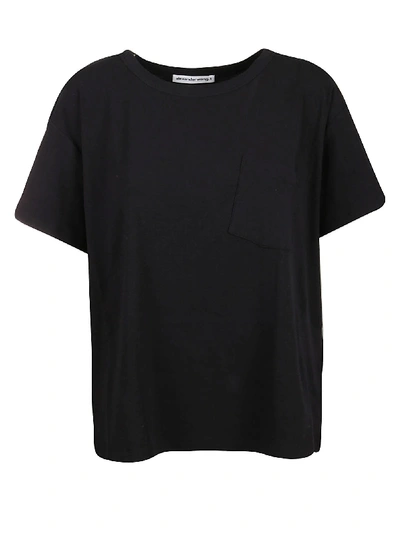 Shop Alexander Wang T-shirt Vintage Cotton Jersey With Tilted Pocket Det In Black