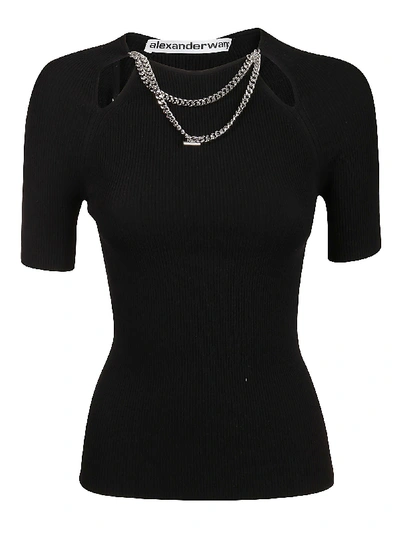 Shop Alexander Wang T-shirt Rib With Chain Necklace In Black