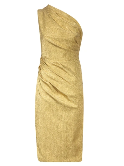 Shop Dolce & Gabbana Gathered Asymmetric Dress In Gold