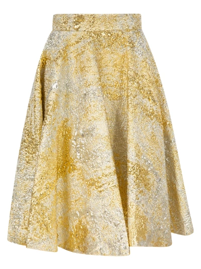 Shop Dolce & Gabbana Metallic Pleated Skirt In Jacquard