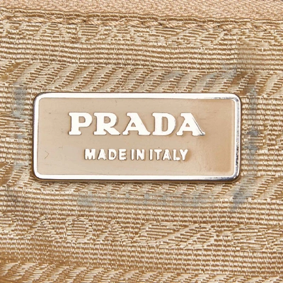 Pre-owned Prada Leather-trimmed Nylon Tote In Gold
