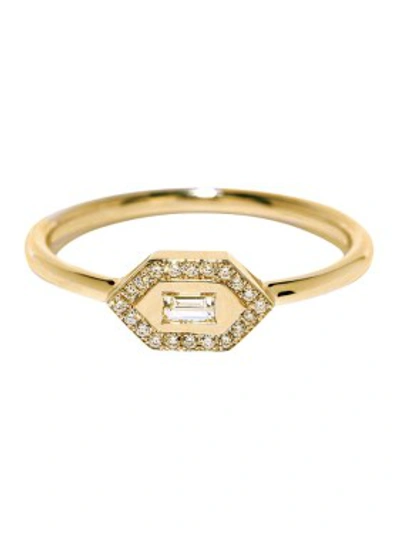 Shop Azlee Small 18kt Gold & Diamond Ring In Not Applicable