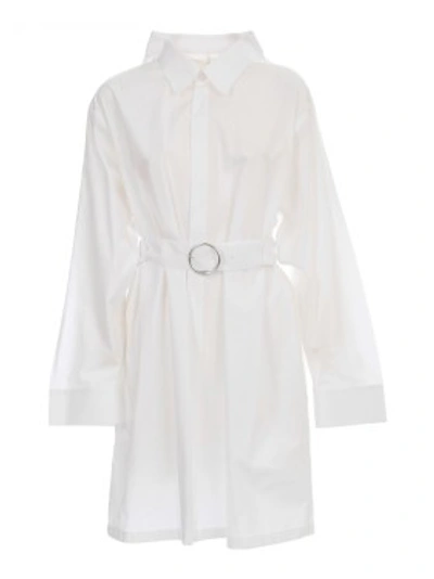 Shop Maison Margiela Cotton Poplin Dress In White