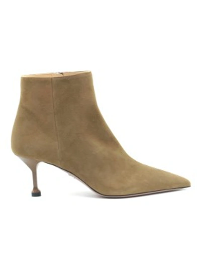Shop Prada 65 Suede Ankle Boots In Brown