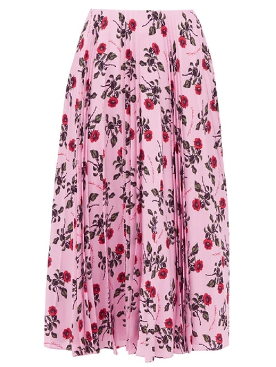 Shop Valentino Floral Print Mid-length Skirt In Pink