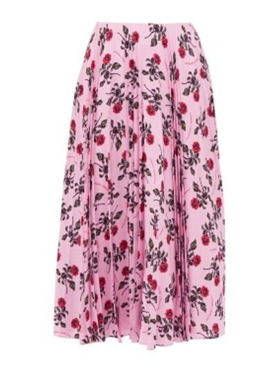 Shop Valentino Floral Print Mid-length Skirt In Pink