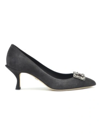 Shop Dolce & Gabbana Lori Embellished Pumps In Grey