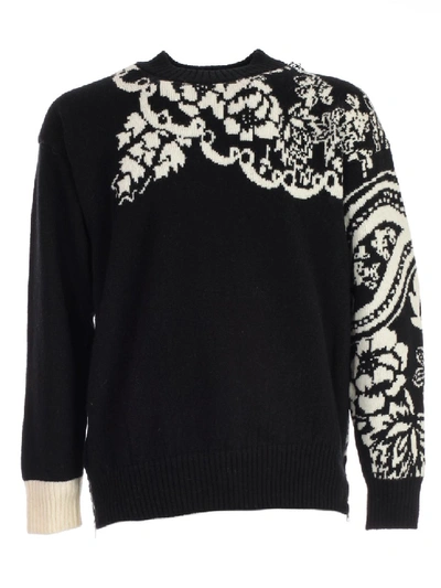 Shop Sacai Floral Detail Sweater In Black
