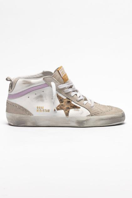 Golden Goose Sneakers Mid Star White Leather Leopard Star | ModeSens