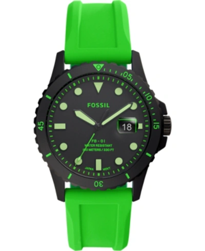 Shop Fossil Men's Fb-01 Green Silicone Strap Watch 42mm