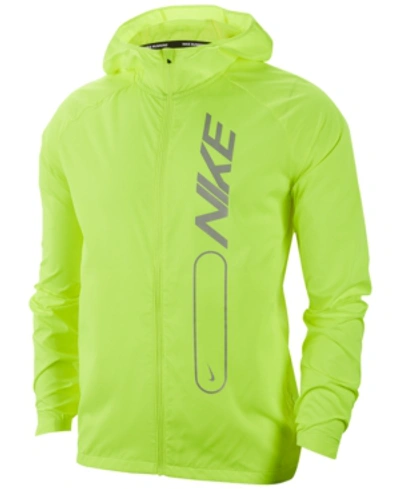 Shop Nike Men's Essential Water-repellent Running Jacket In Volt