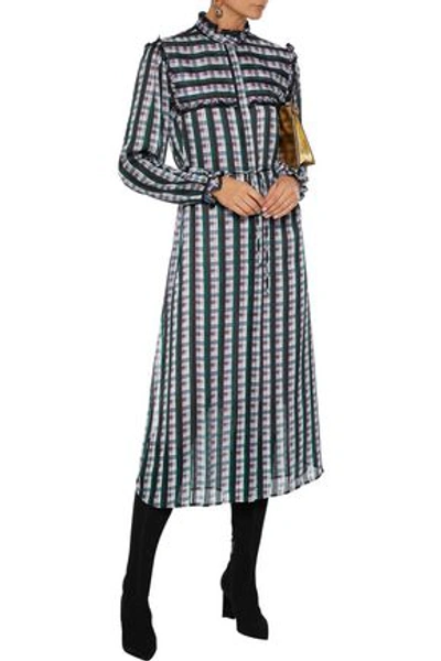 Shop Grey Jason Wu Ruffle-trimmed Checked Burnout Chiffon Midi Dress In Multicolor