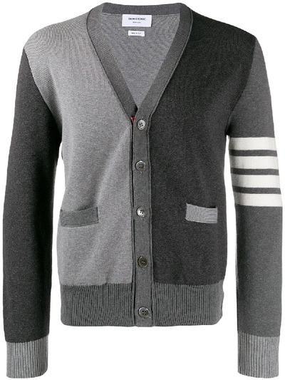 Shop Thom Browne 4-bar V-neck Cardigan In 982 Tonal Grey