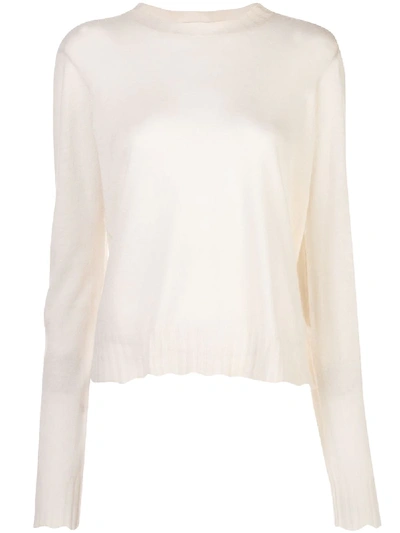 Shop Bottega Veneta Sheer Effect Knitted Top In White