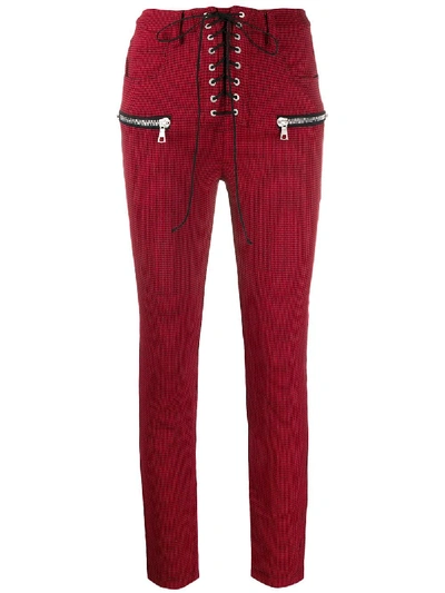 Shop Ben Taverniti Unravel Project Pied De Poule Houndstooth Trousers0 In Red