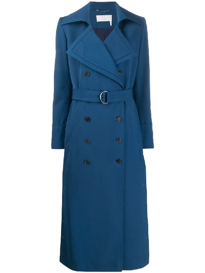 Shop Chloé Double-breasted Trench Coat In Blue