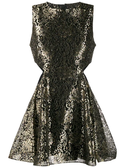 Shop Alice Mccall Floral Jacquard Cut-out Dress In Black