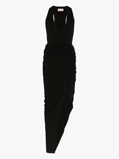 Shop Alexandre Vauthier V-neck Front Slit Dress In Black
