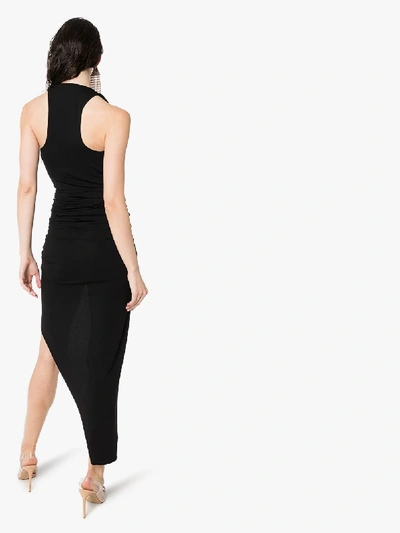 Shop Alexandre Vauthier V-neck Front Slit Dress In Black