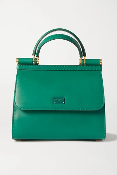 Shop Dolce & Gabbana Sicily 58 Small Leather Tote In Green