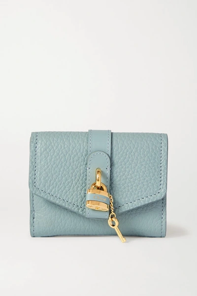 Shop Chloé Aby Textured-leather Wallet In Blue