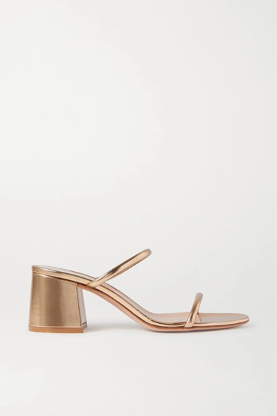 Shop Gianvito Rossi 60 Metallic Leather Sandals In Gold