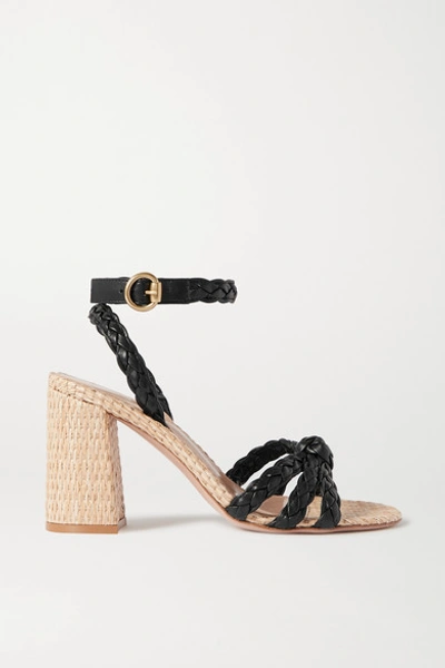 Shop Gianvito Rossi 85 Woven Leather And Raffia Sandals In Black