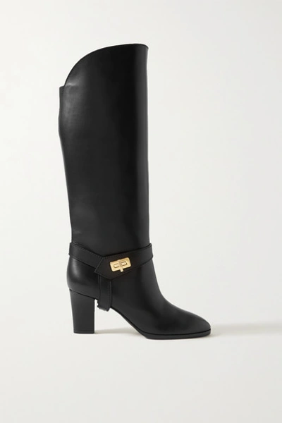 Shop Givenchy Eden Leather Knee Boots In Black