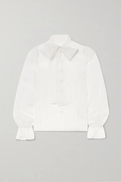 Shop Dolce & Gabbana Pussy-bow Silk-organza Blouse In White