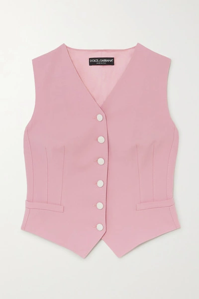 Shop Dolce & Gabbana Wool-blend And Silk-blend Satin Vest In Pink