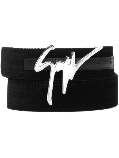 Shop Giuseppe Zanotti Giuseppe Velvet Belt In Black