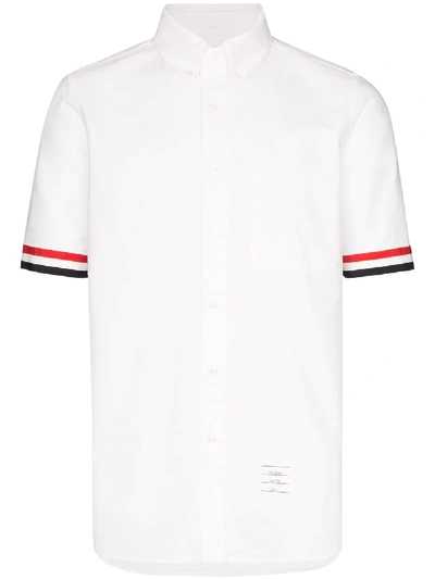 Shop Thom Browne Tri-striped Button-down Shirt In White