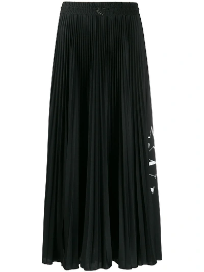 Valentino Vltn Star Pleated Skirt In Black