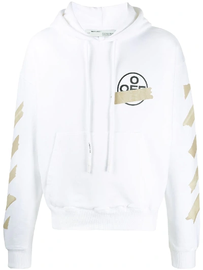 Shop Off-white Tape Arrows Print Hoodie In White