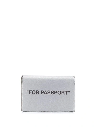 Shop Off-white Quote Passport Cardholder In Silver